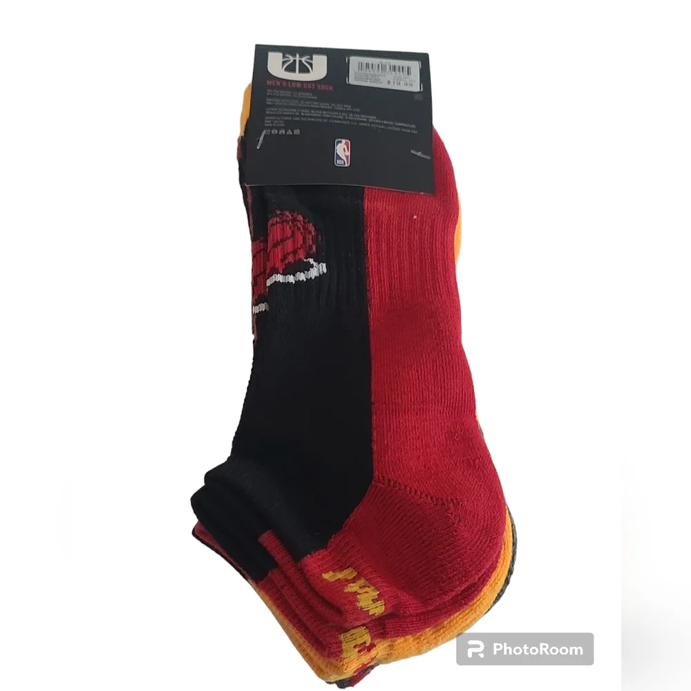 Miami Heat Men's Low Cut Socks 3 Pair Shoe Size 6-12